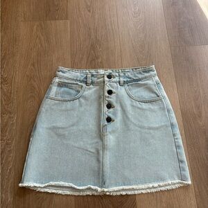 Guess Light Blue Button-Front Mini Skirt
